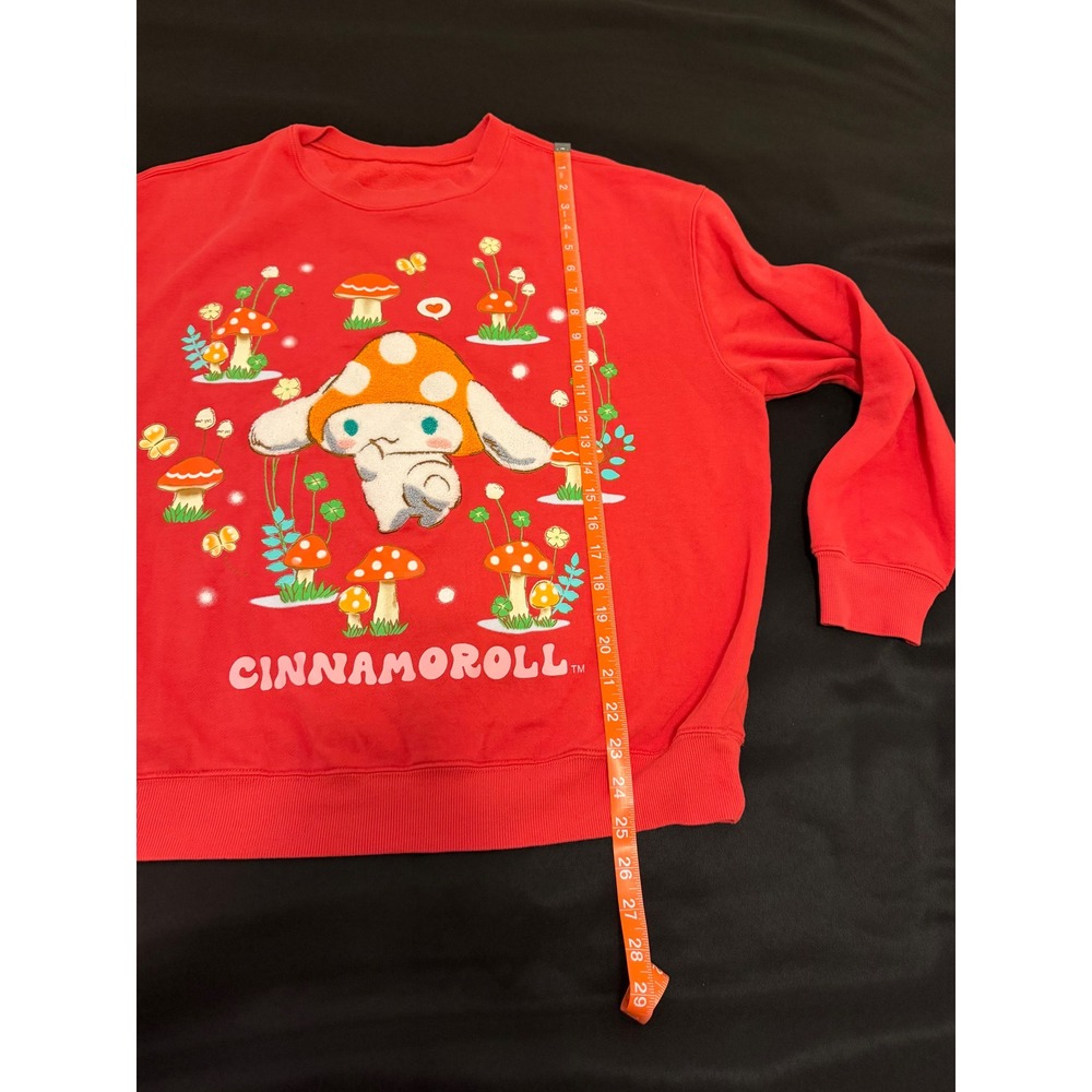Sanrio Cinnamoroll Mushroom Red Graphic Sweatshirt Womens Pullover Kawaii 4799 - Picture 5 of 7